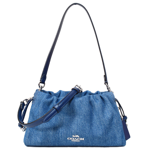COACH】コーチ バッグ デニム 巾着 レザー フェイ ロゴ 3WAY クロス