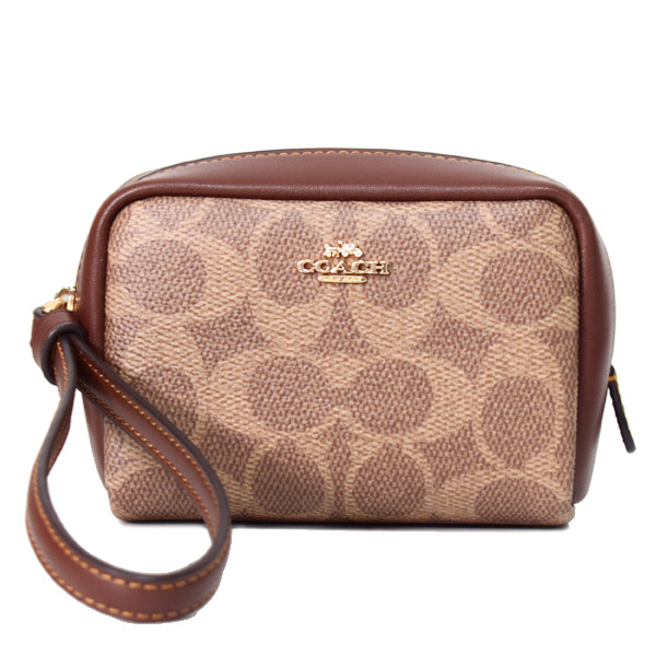 COACH】コーチ ポーチ コーティングキャンバス レザー シグネチャー