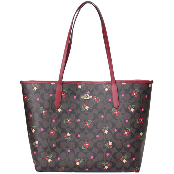 COACH】コーチ コーティングキャンバス レザー シグネチャー 花柄