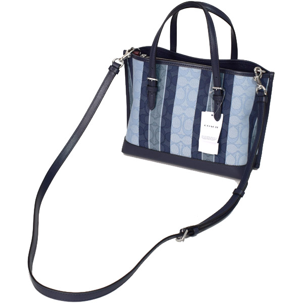 COACH】コーチ ジャガード レザー シグネチャー デニム ストライプ