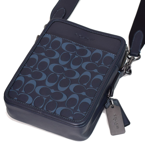 COACH】コーチ メンズ スムースカーフレザー シグネチャー 型押し