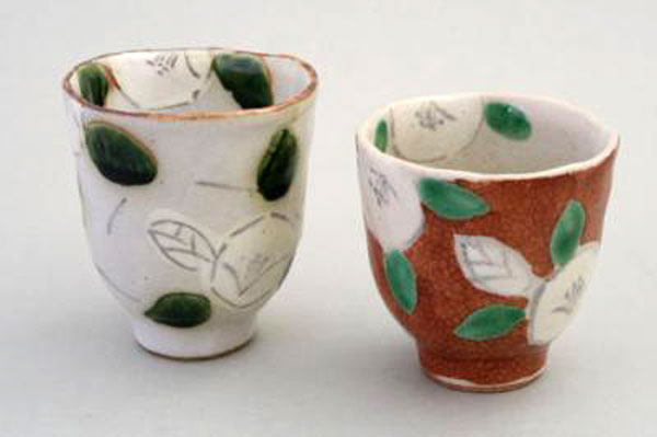 組湯呑 瀬戸織部（大小2色2個セット） [セラミック&鉱石本舗]