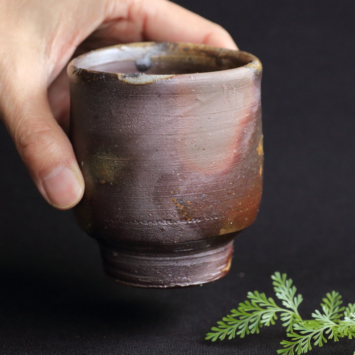 藤原啓 備前湯呑 備前焼 重要無形文化財 人間国宝 桐箱 登窯焼成 満