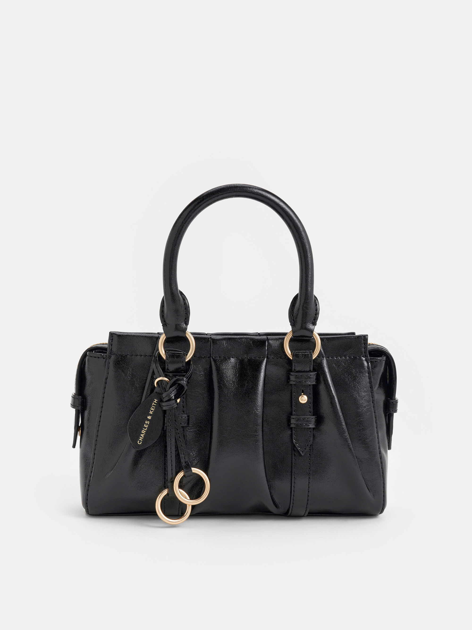 Black Britton Top Handle Tote Bag - Black - CHARLES & KEITH US