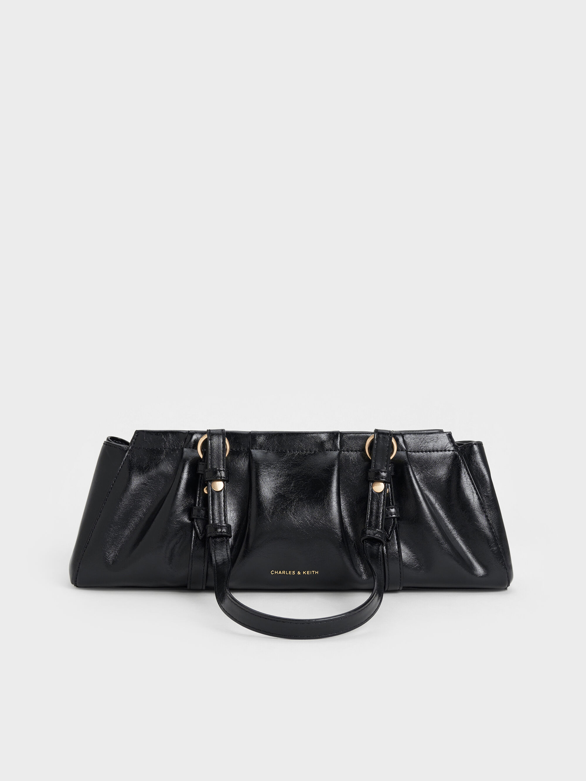 Black Britton Elongated Shoulder Bag - Black - CHARLES & KEITH US