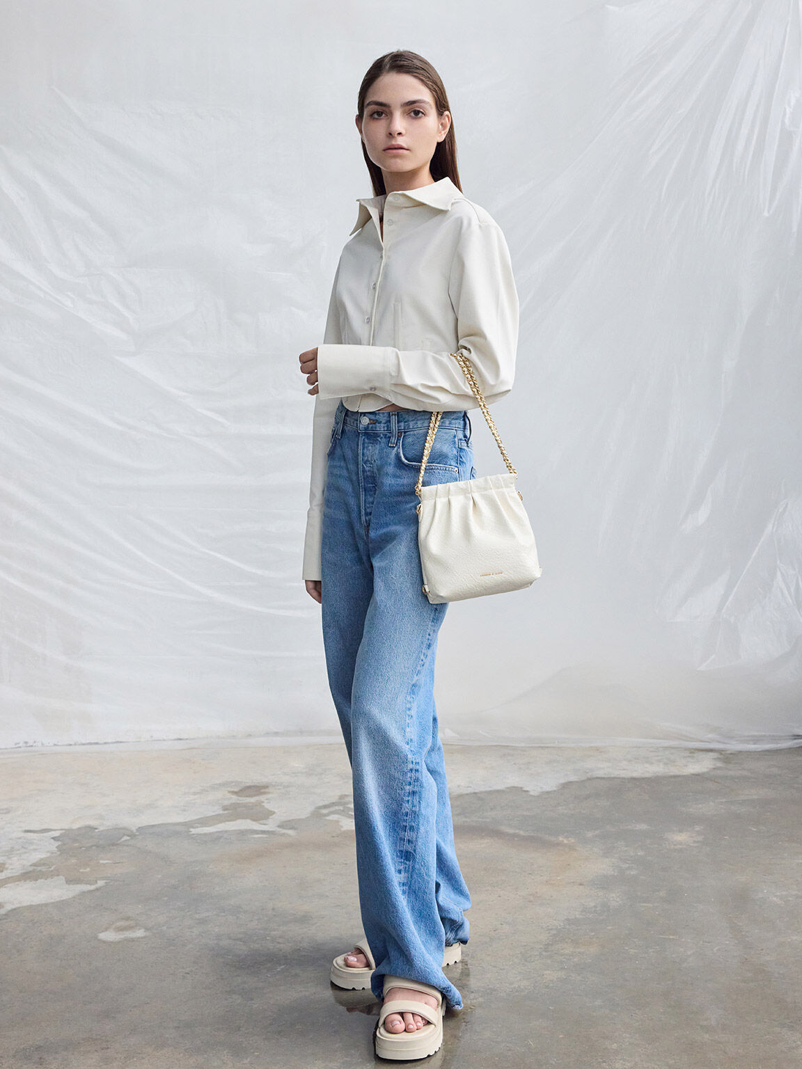 Cream Duo Chain-Handle Two-Way Backpack - Cream - CHARLES & KEITH US