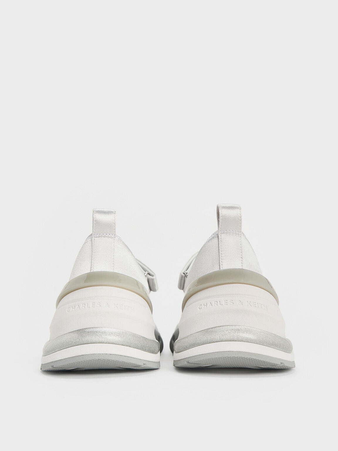 Silver Satin Bow Two-Tone Mary Jane Sneakers - Silver - CHARLES