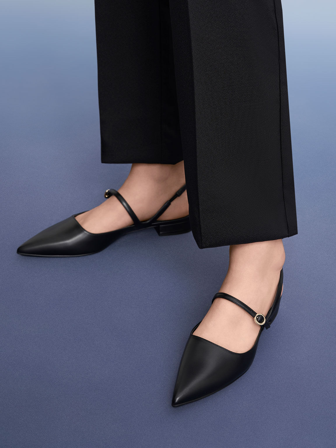 Black Roxane Slingback Mary Jane Flats - Black - CHARLES & KEITH US