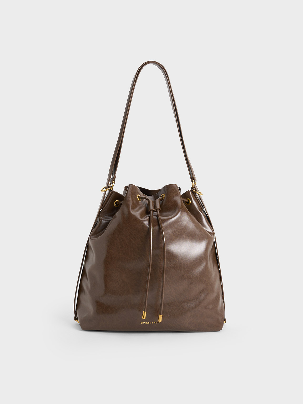 Dark Brown Neva Two-Way Bucket Bag - Dark Brown - CHARLES & KEITH US