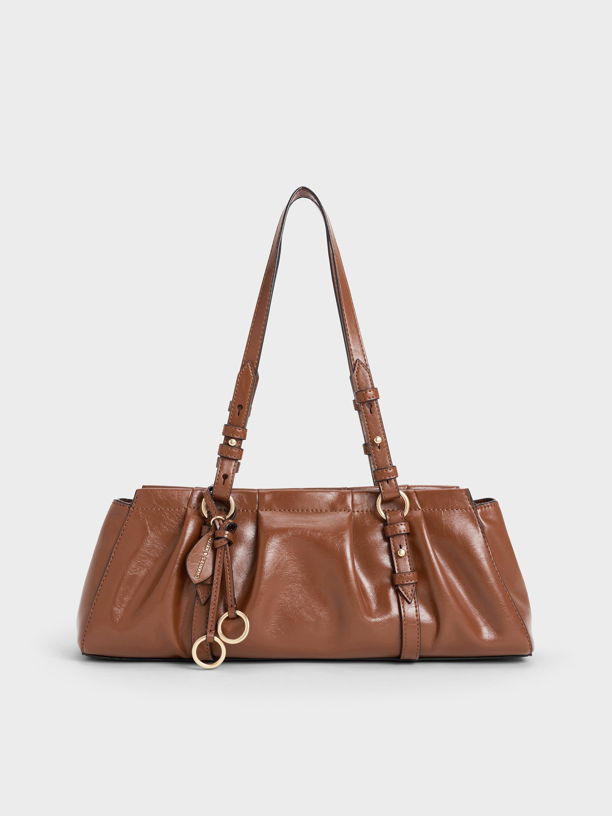 Chocolate Britton Elongated Shoulder Bag - Chocolate - CHARLES