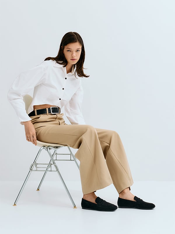 サテン ボウスクエアトゥスリングバックパンプス - ブラック