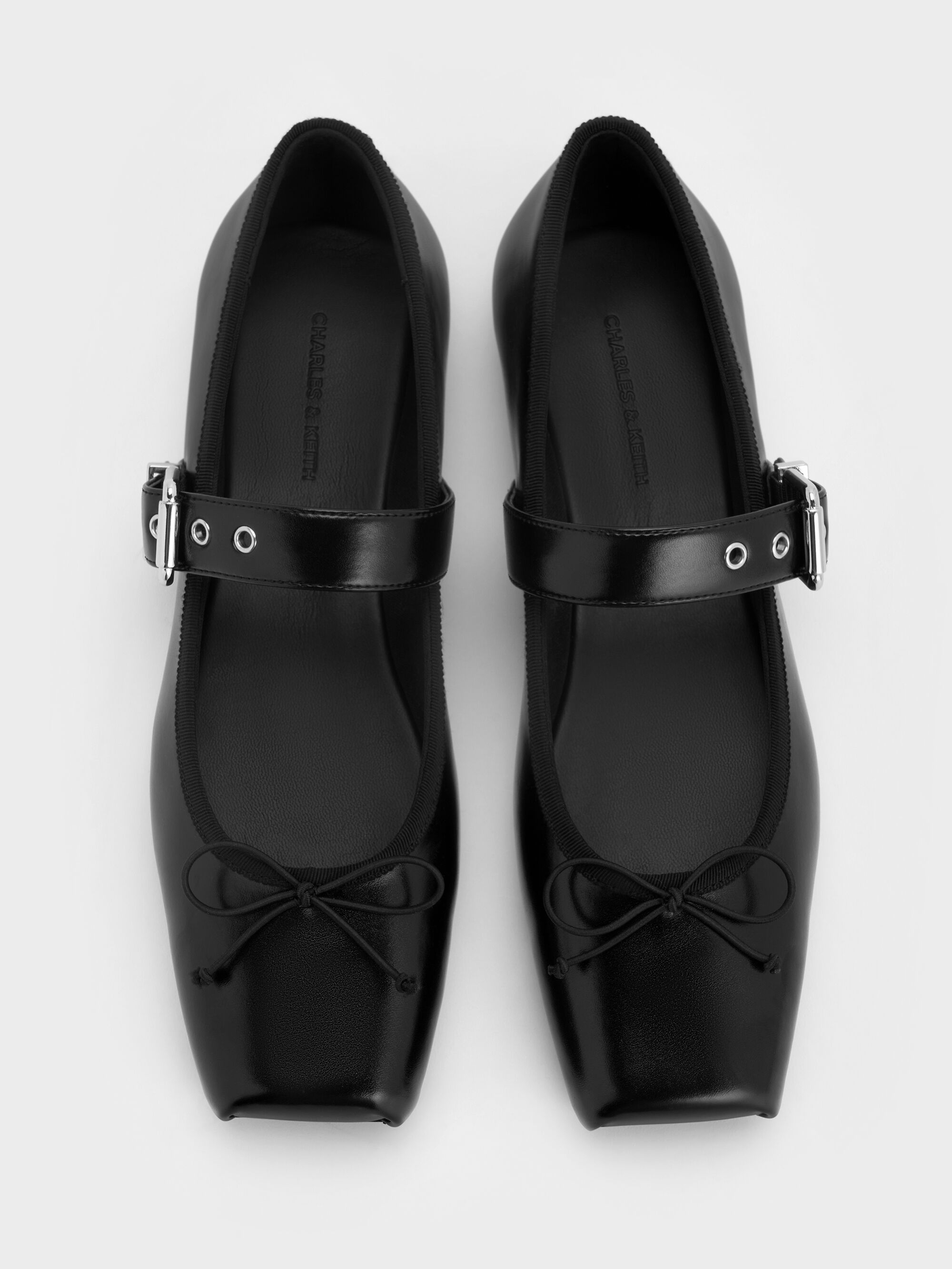 Myler マイラー ボウスクエアトゥバックルメリージェーン - ブラック