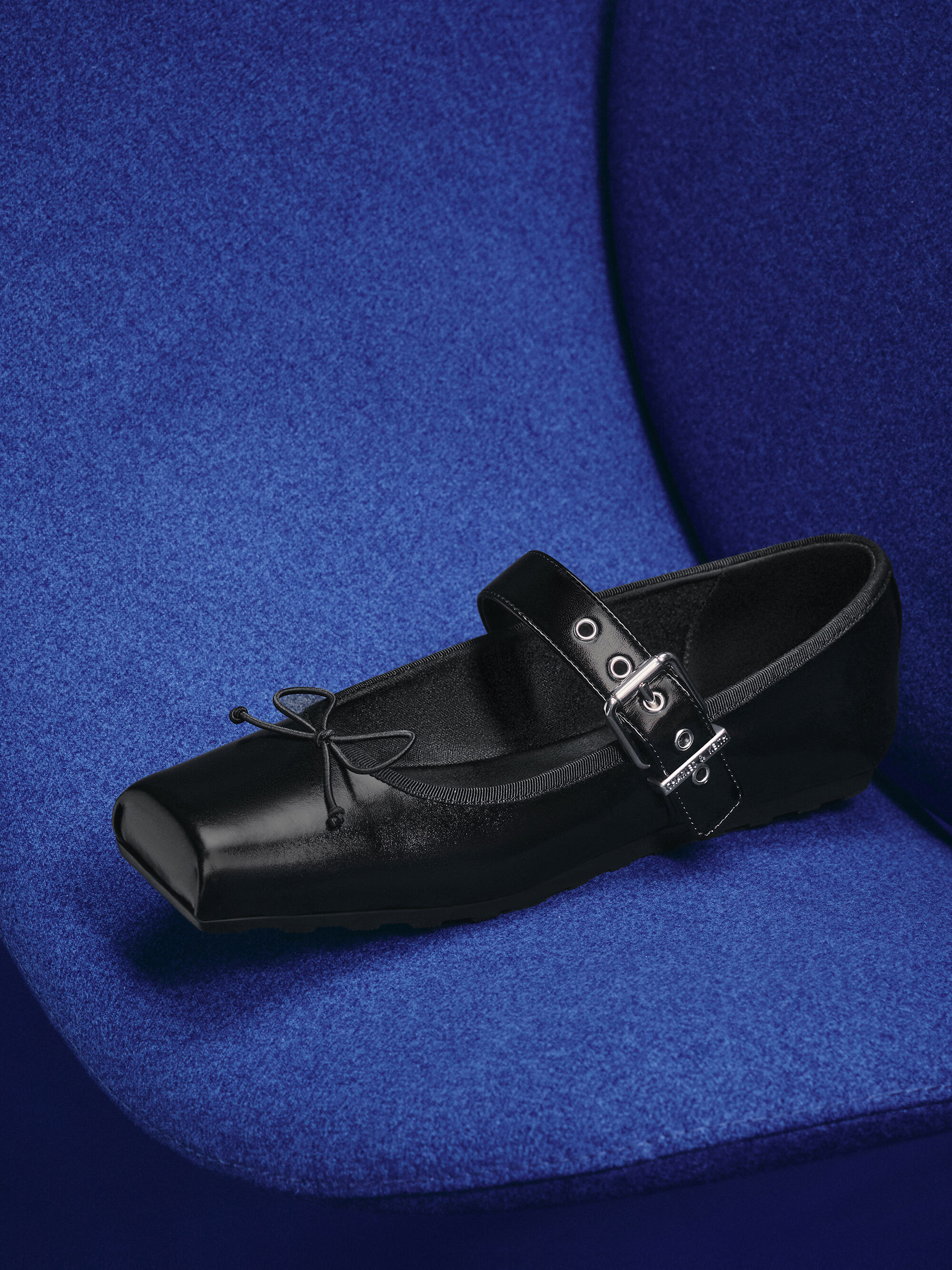 Myler マイラー ボウスクエアトゥバックルメリージェーン - ブラック