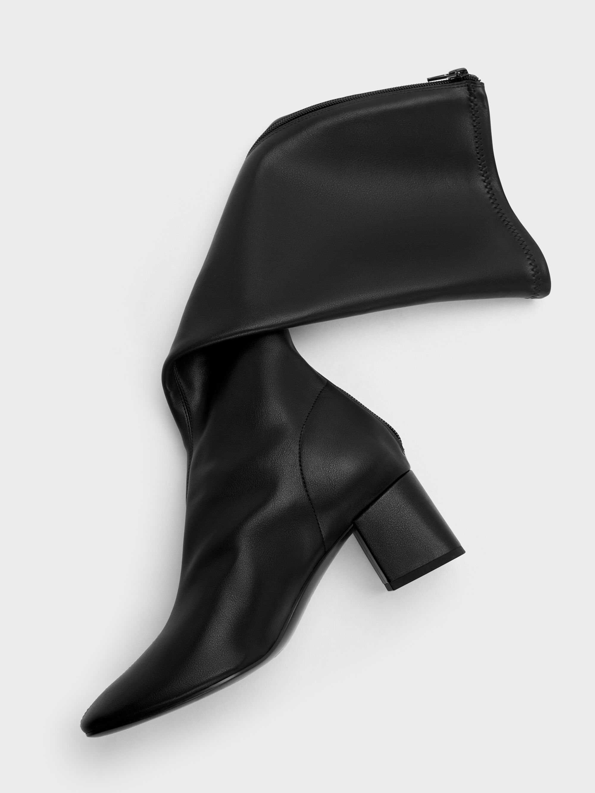 ブロックヒール ロングブーツ - ブラック | CHARLES & KEITH