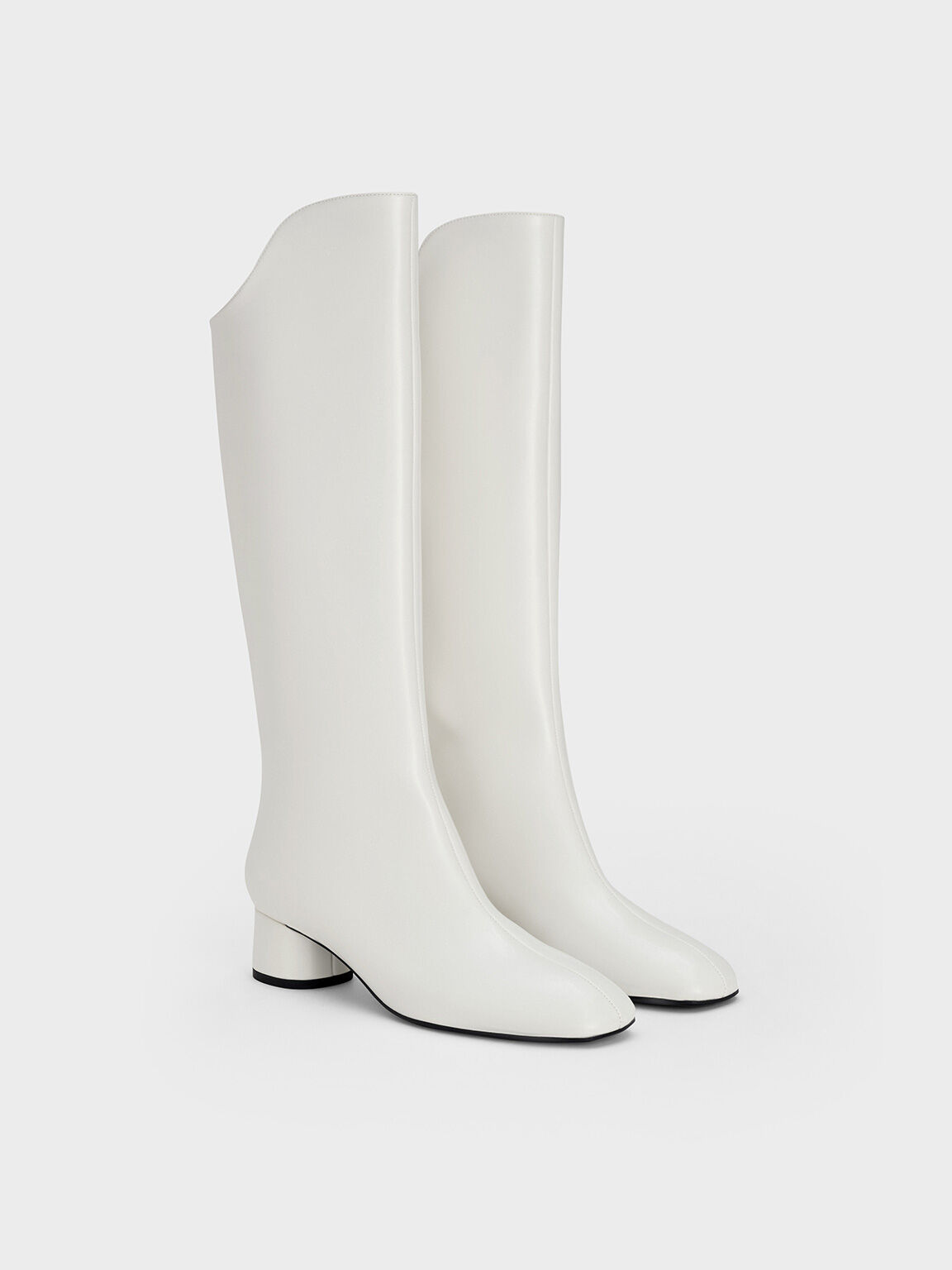 イロンゲイティッド スクエアトゥロングブーツ - ホワイト | CHARLES