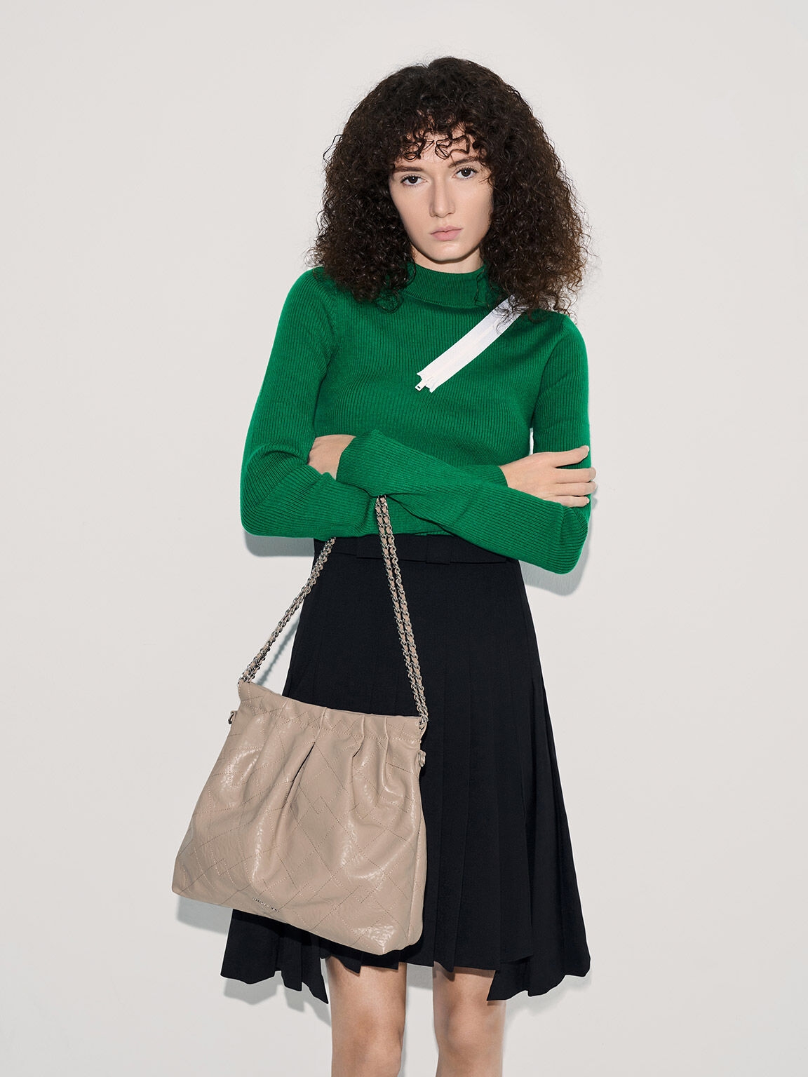 Duo ドゥオ ブレードチェーンハンドルホーボーバッグ - トープ