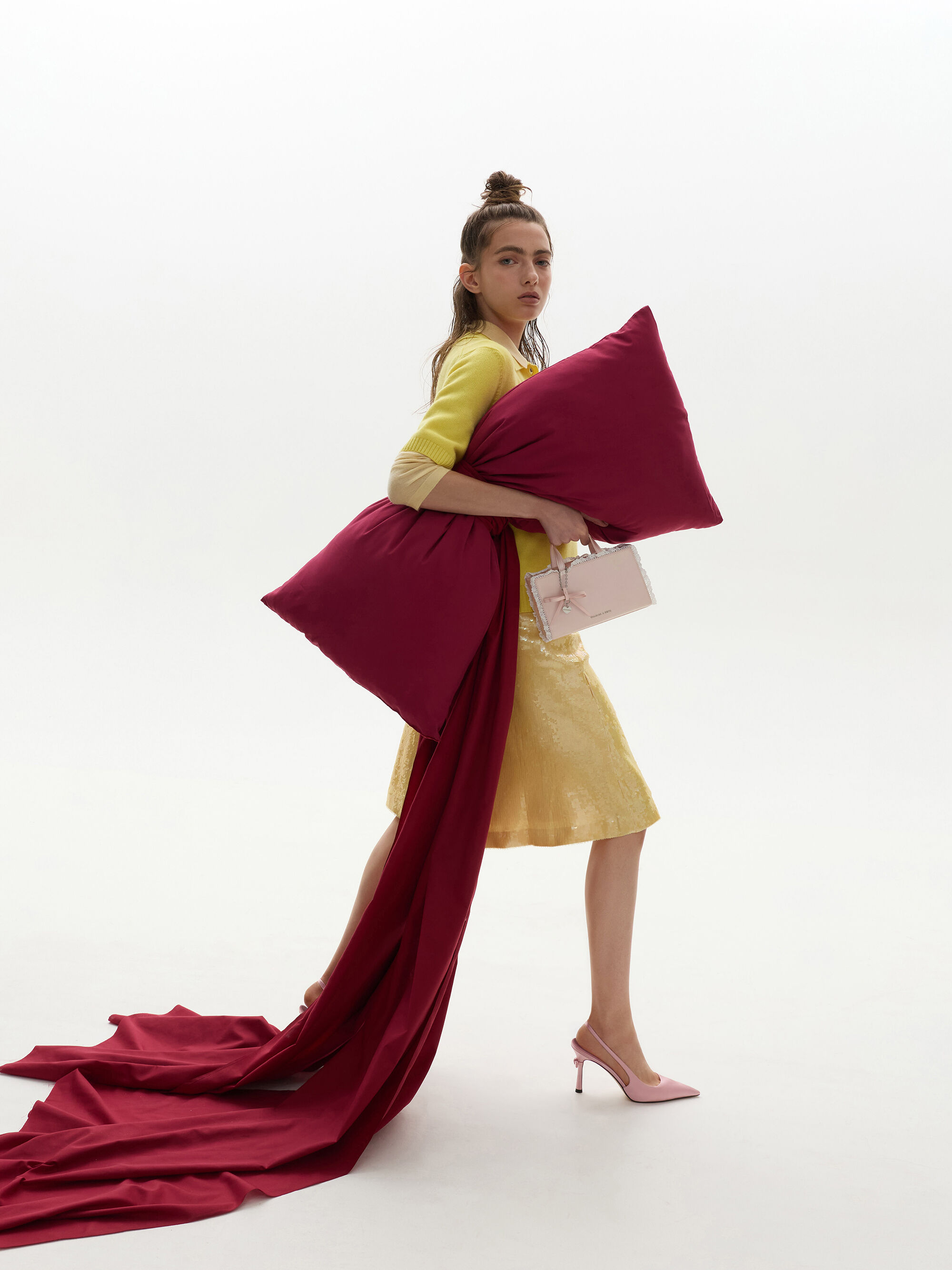 Raina レイナ レーストリム トートバッグ - ピンク | CHARLES & KEITH