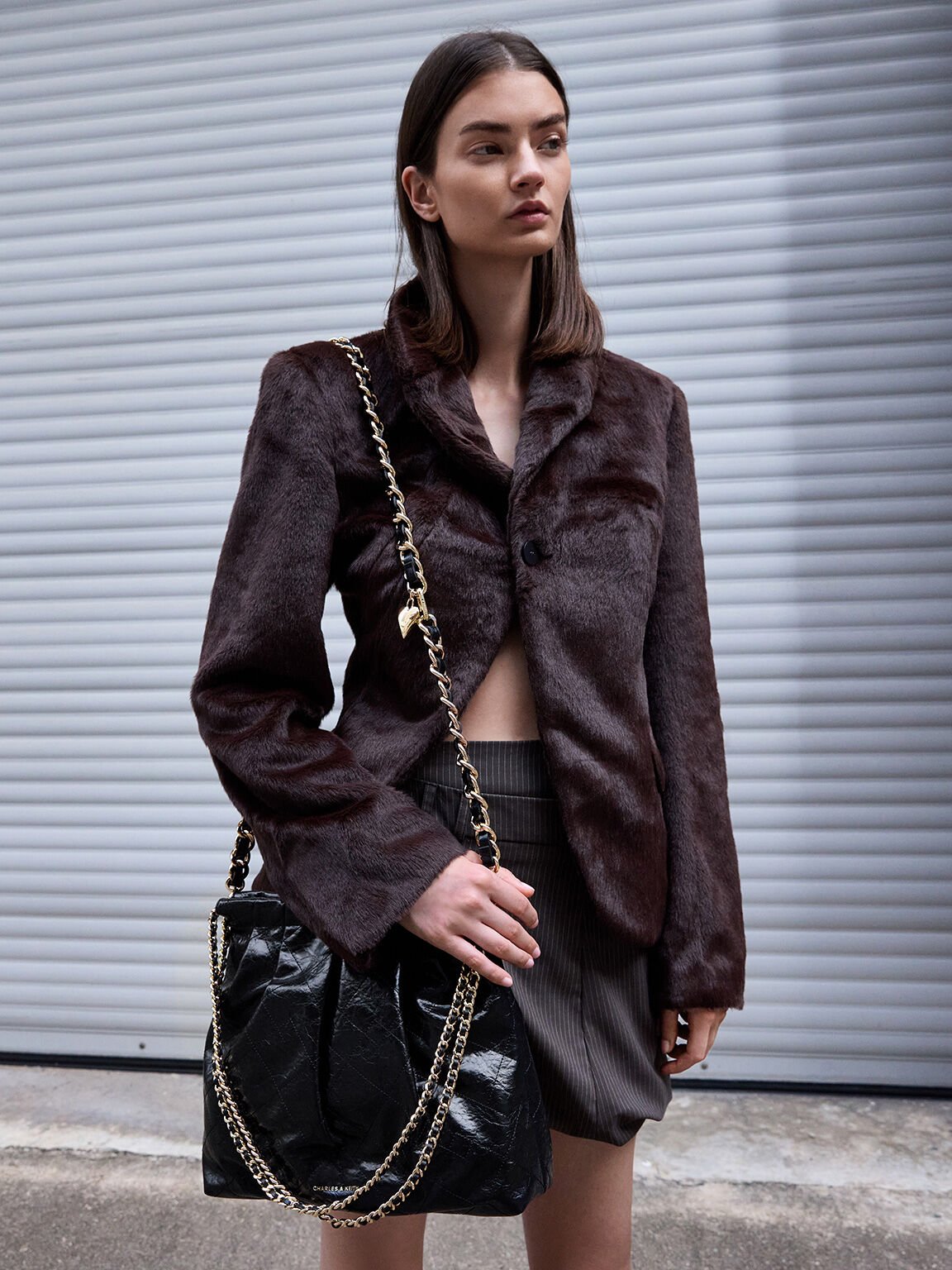 Duo ドゥオ ブレードチェーンハンドルホーボーバッグ - ブラック