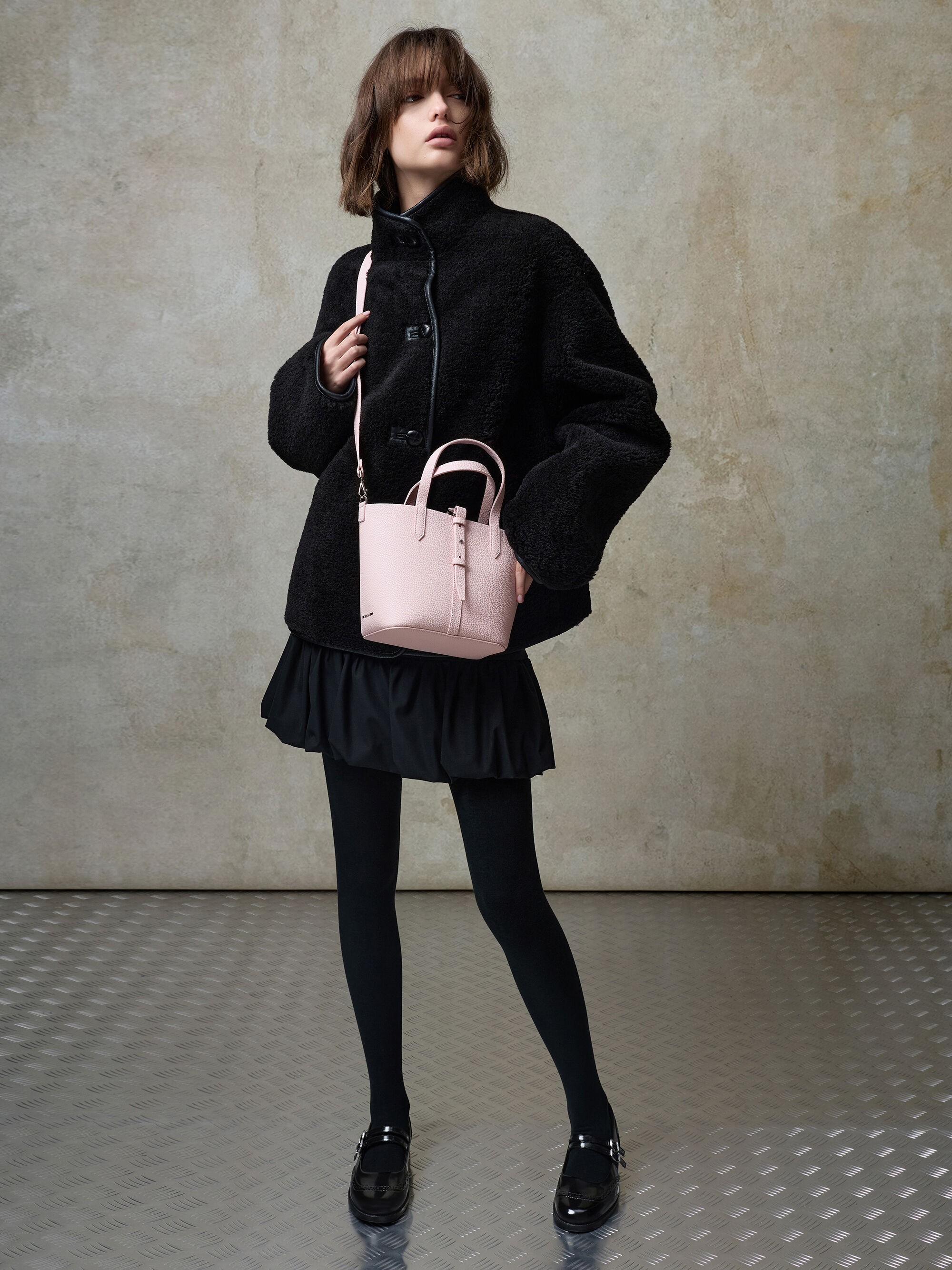 Beryl ベリル リサイクルレザーバケツバッグ - コットンキャンディー