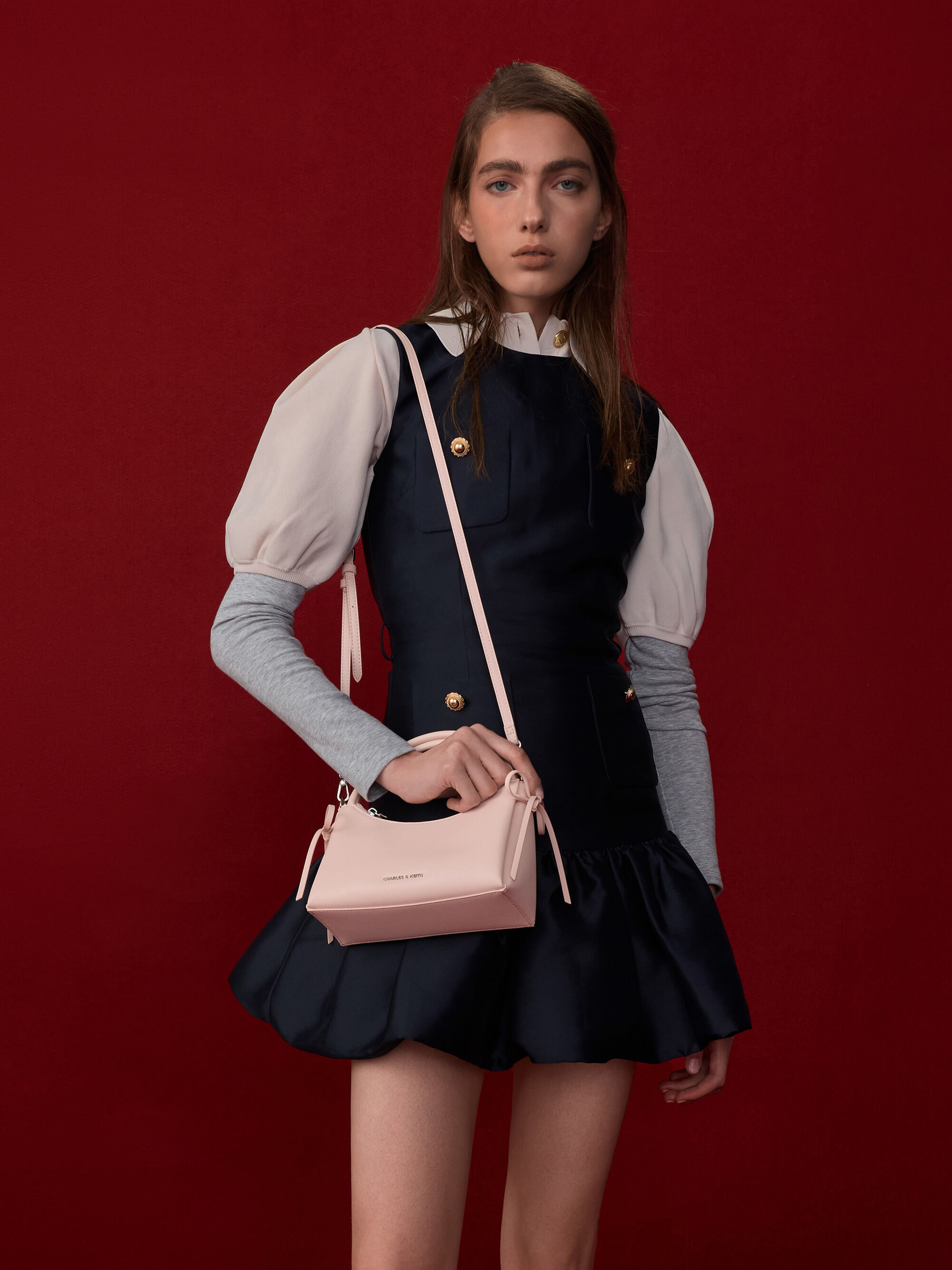 Hazel ヘーゼル ボウトップハンドルバッグ - ソフトピンク | CHARLES