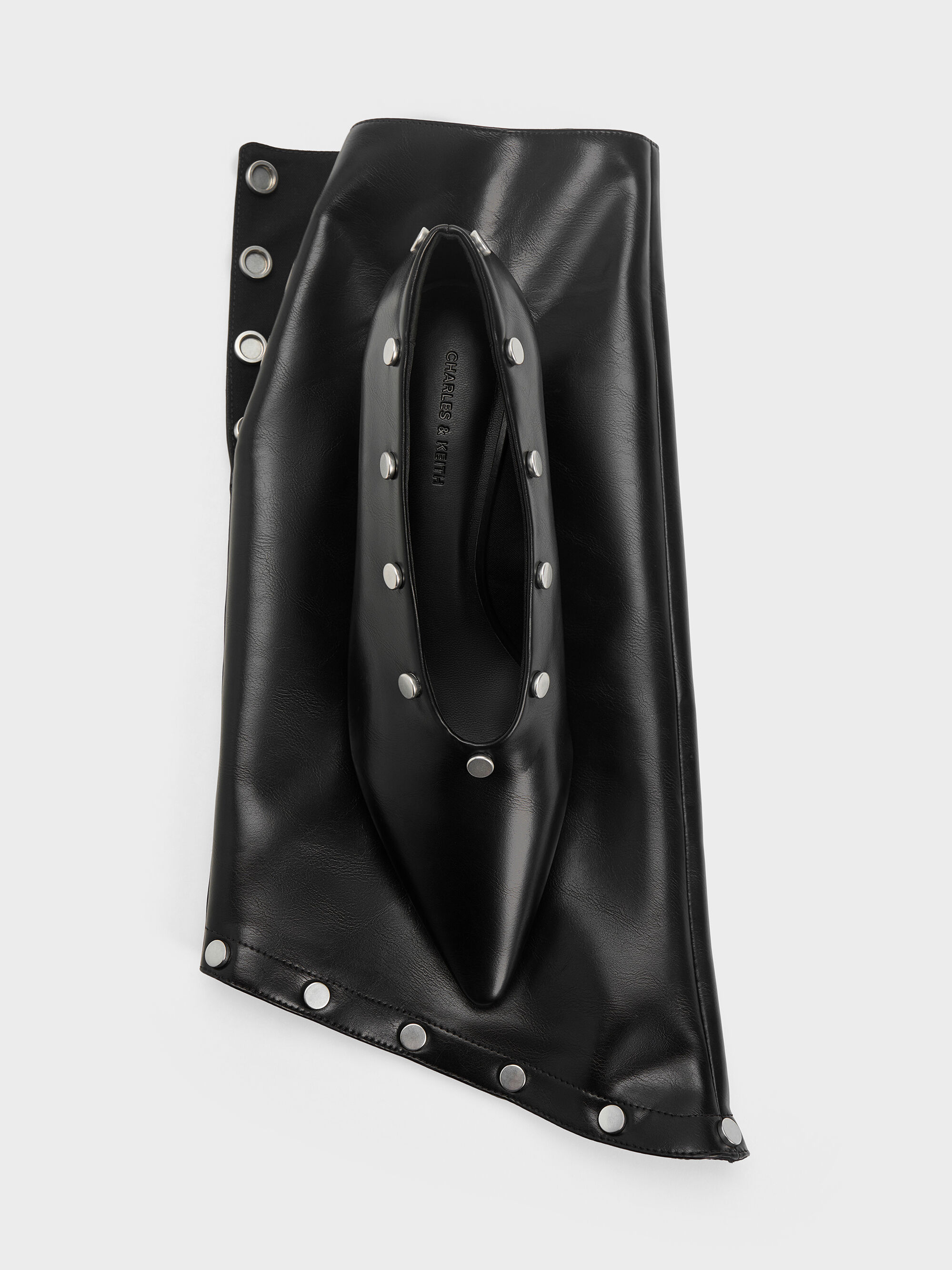 Gael ガエル スタッズツーピースロングブーツ - ブラック | CHARLES