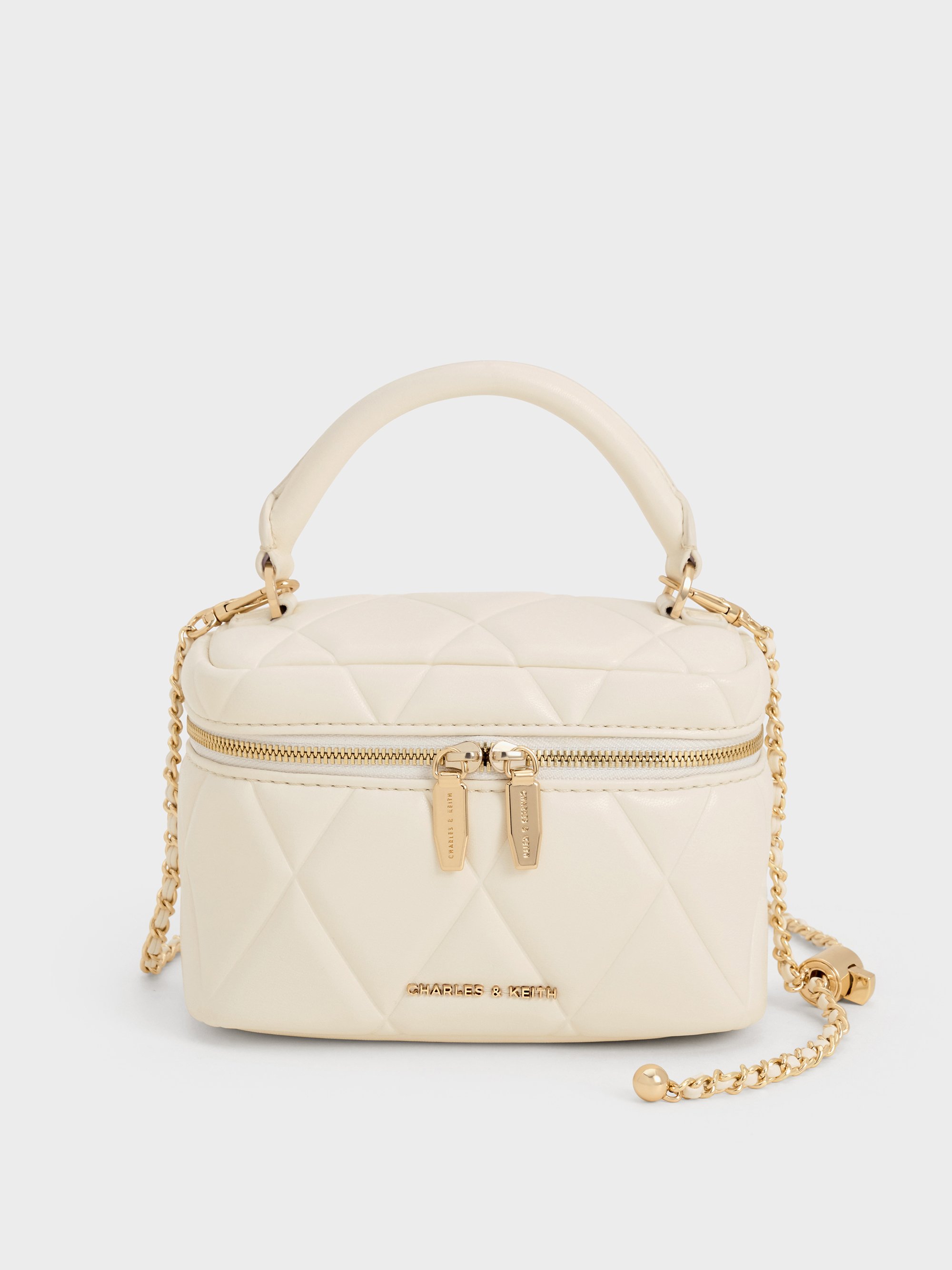 Cream Arwen Quilted Top Handle Vanity Bag - Cream - CHARLES & KEITH VN