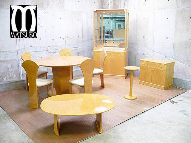 松創】バーズアイメープル 飾り棚 ガラスキャビネット キュリオケース