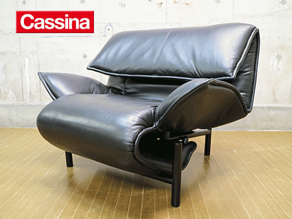 Cassina】カッシーナ VERANDA ヴェランダ 黒総革 1人掛けソファ