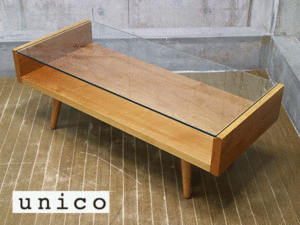 unico】ウニコ Ecco(エッコ) ガラステーブル センターテーブル 出張