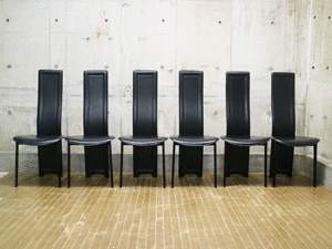 IDC大塚家具】黒革 ハイバックチェア/ダイニングチェア 椅子 出張買取