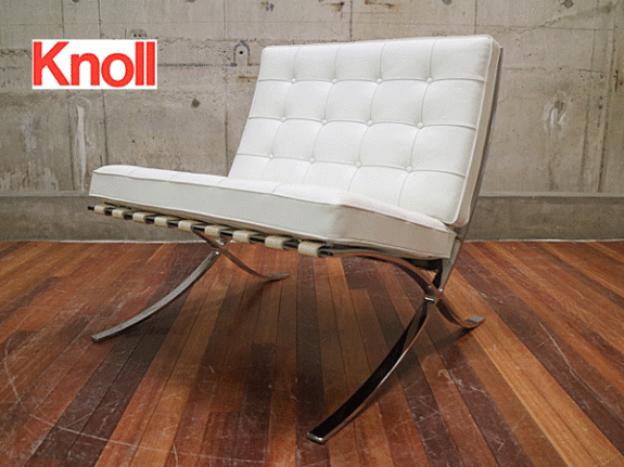 Knoll】ノル製 BarcelonaChair バルセロナチェア 本革 ホワイト ミース