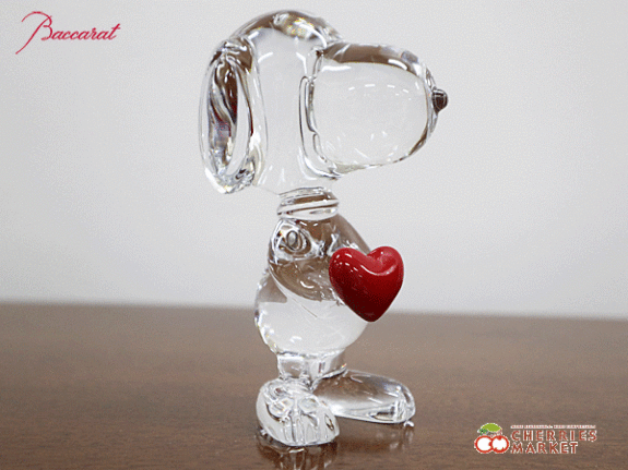 Baccarat】バカラ ハート スヌーピー クリスタル オブジェ/置物 出張