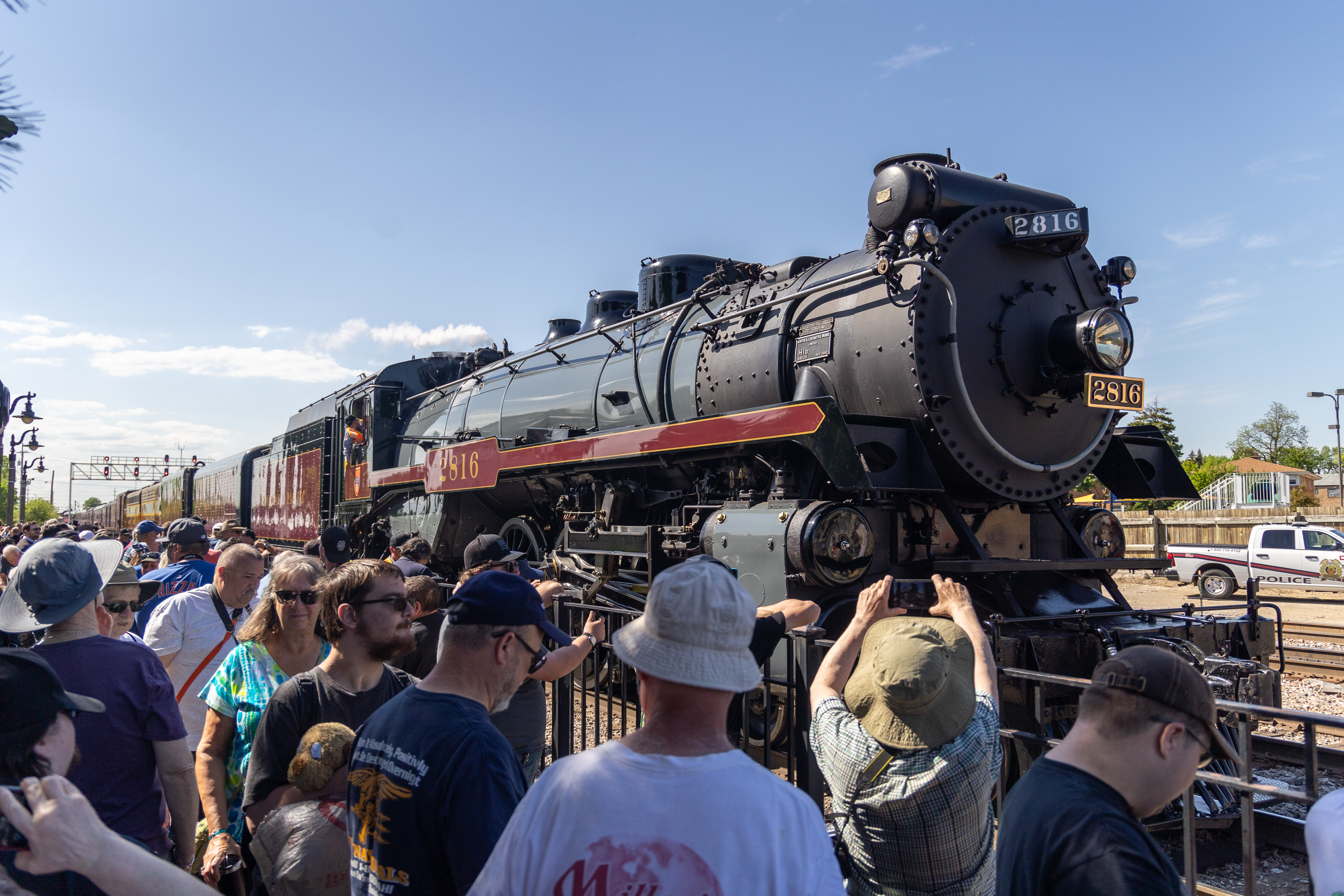 The Empress steam locomotive rolls through Franklin Park on