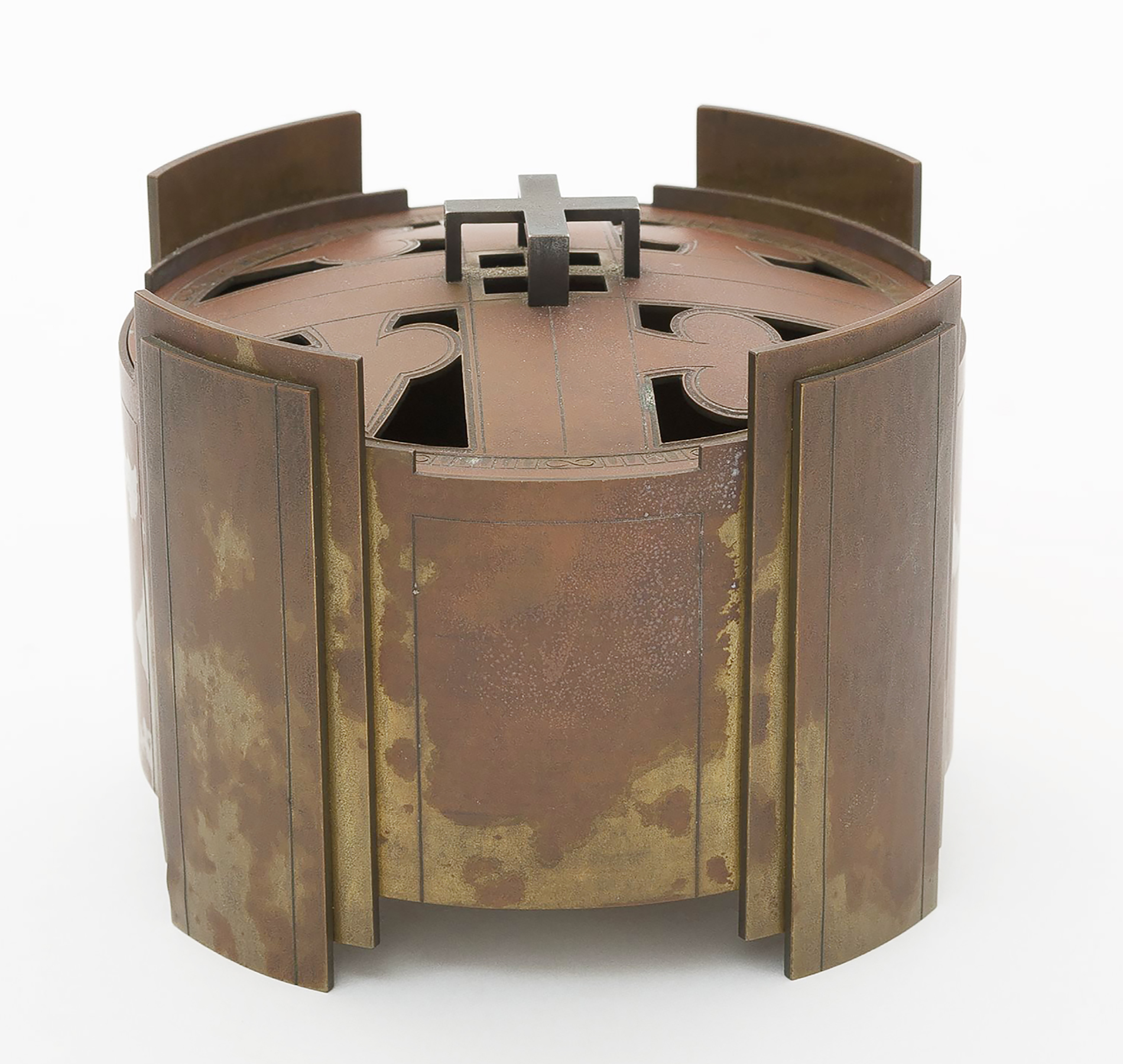 砲弾製銅筆筒満州北支派遺記念張家口アンティーク美術昭和12年