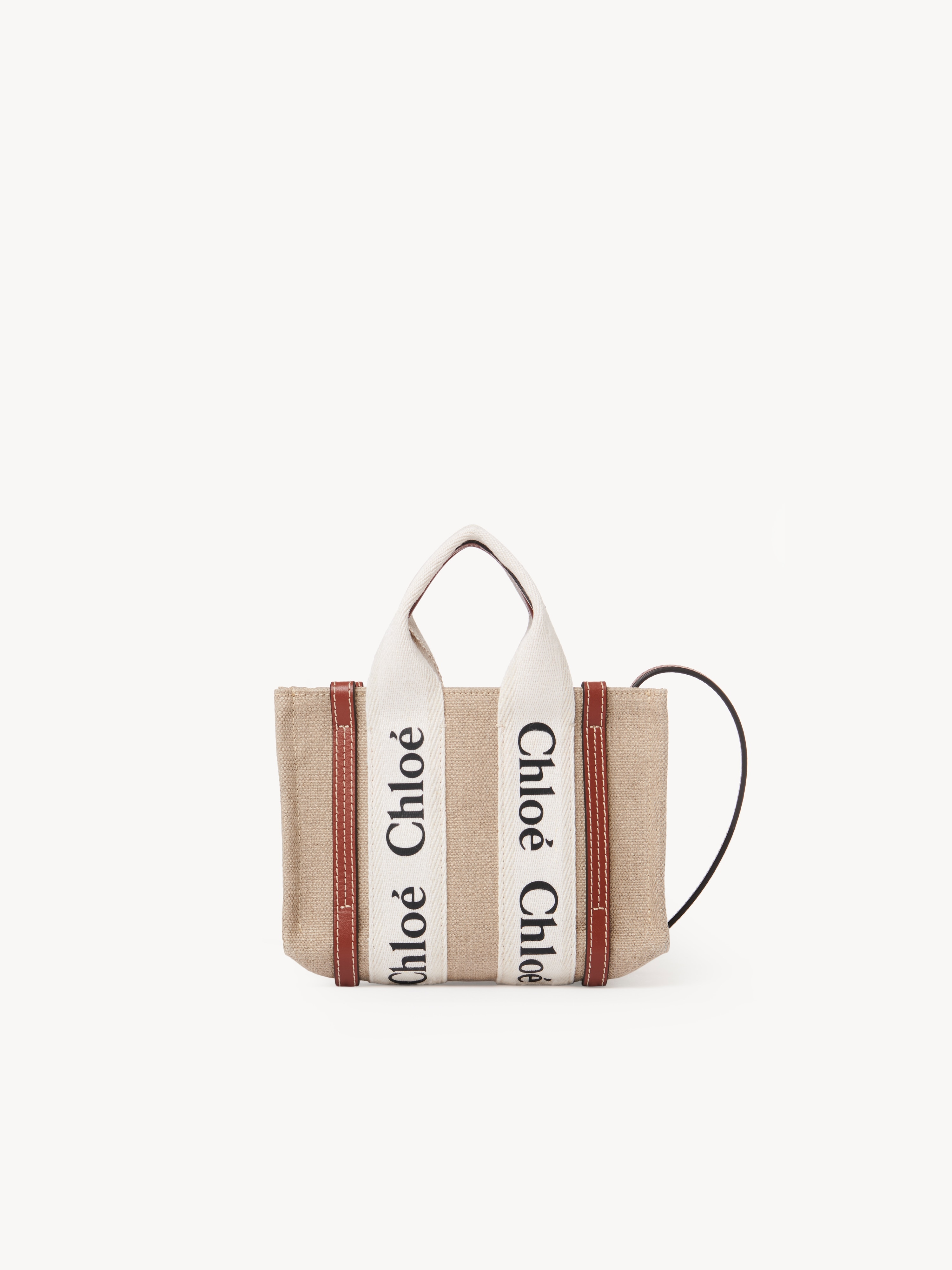 リネン製Woodyスモールトートバッグ 茶色 - Chloé
