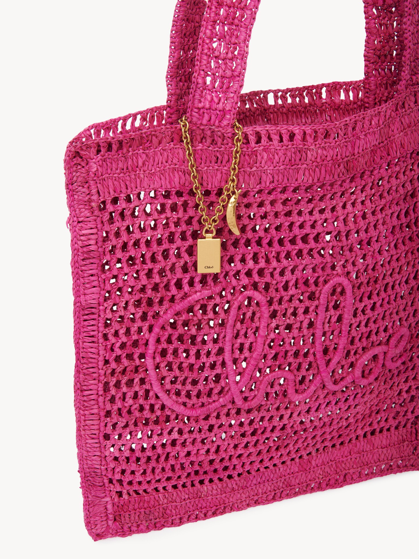 Summer Banana tote bag in raffia Pink - Chloé