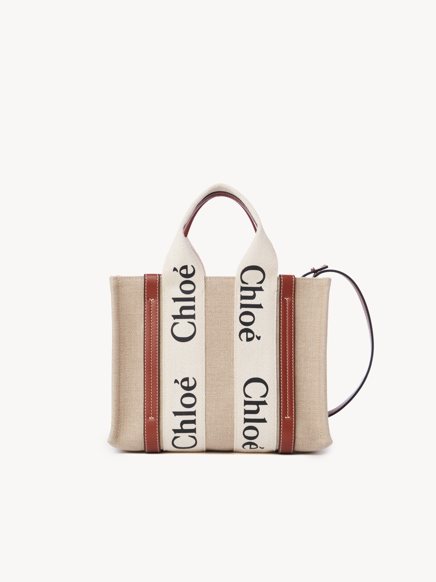 リネン製Woodyスモールトートバッグ 茶色 - Chloé