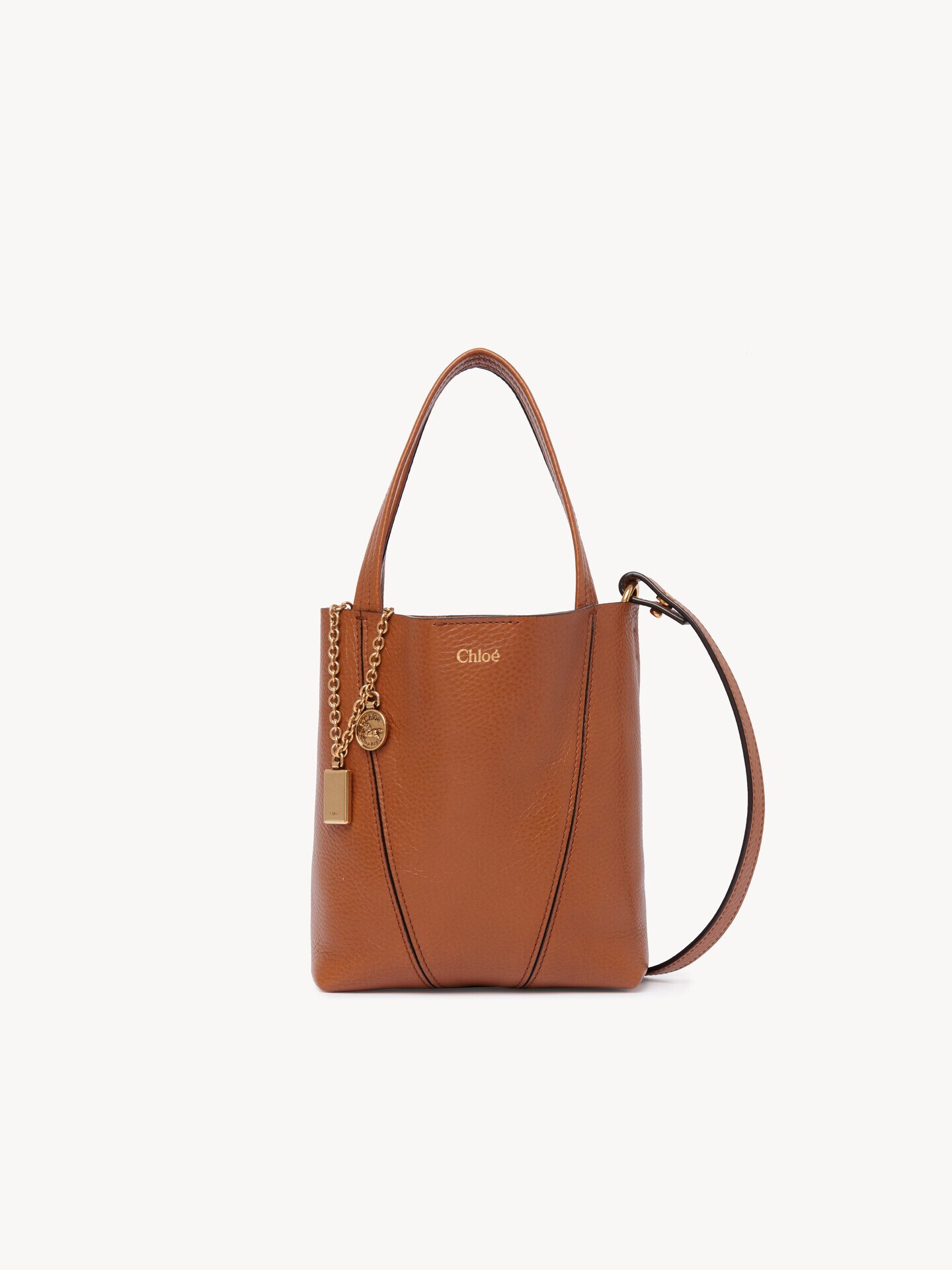 Small Chloé Spin tote bag in grained leather Brown - Chloé
