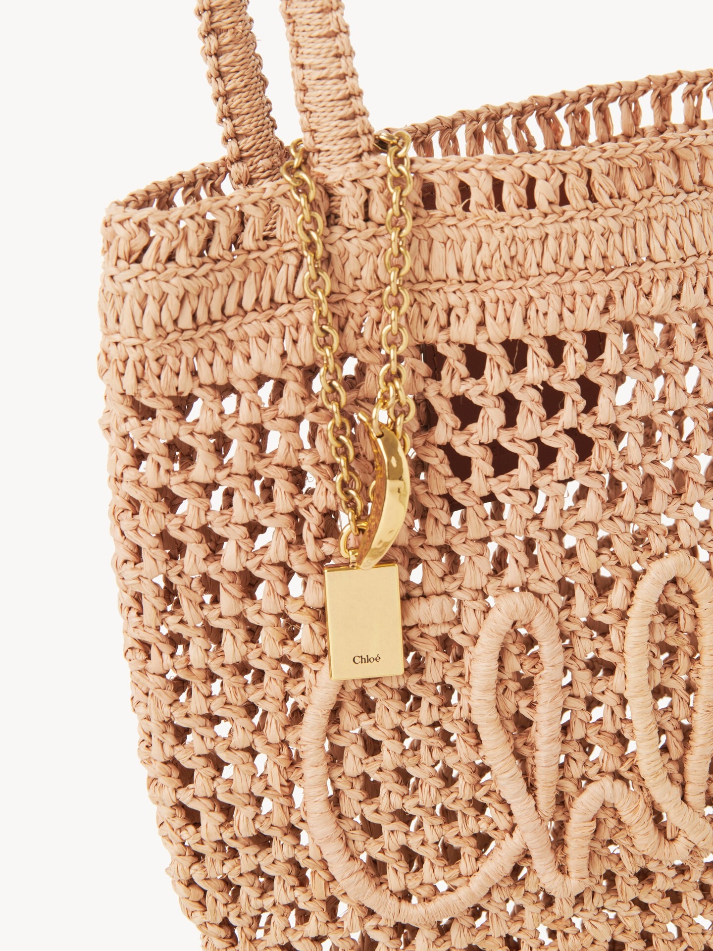 Small Summer Banana tote bag in raffia Beige - Chloé