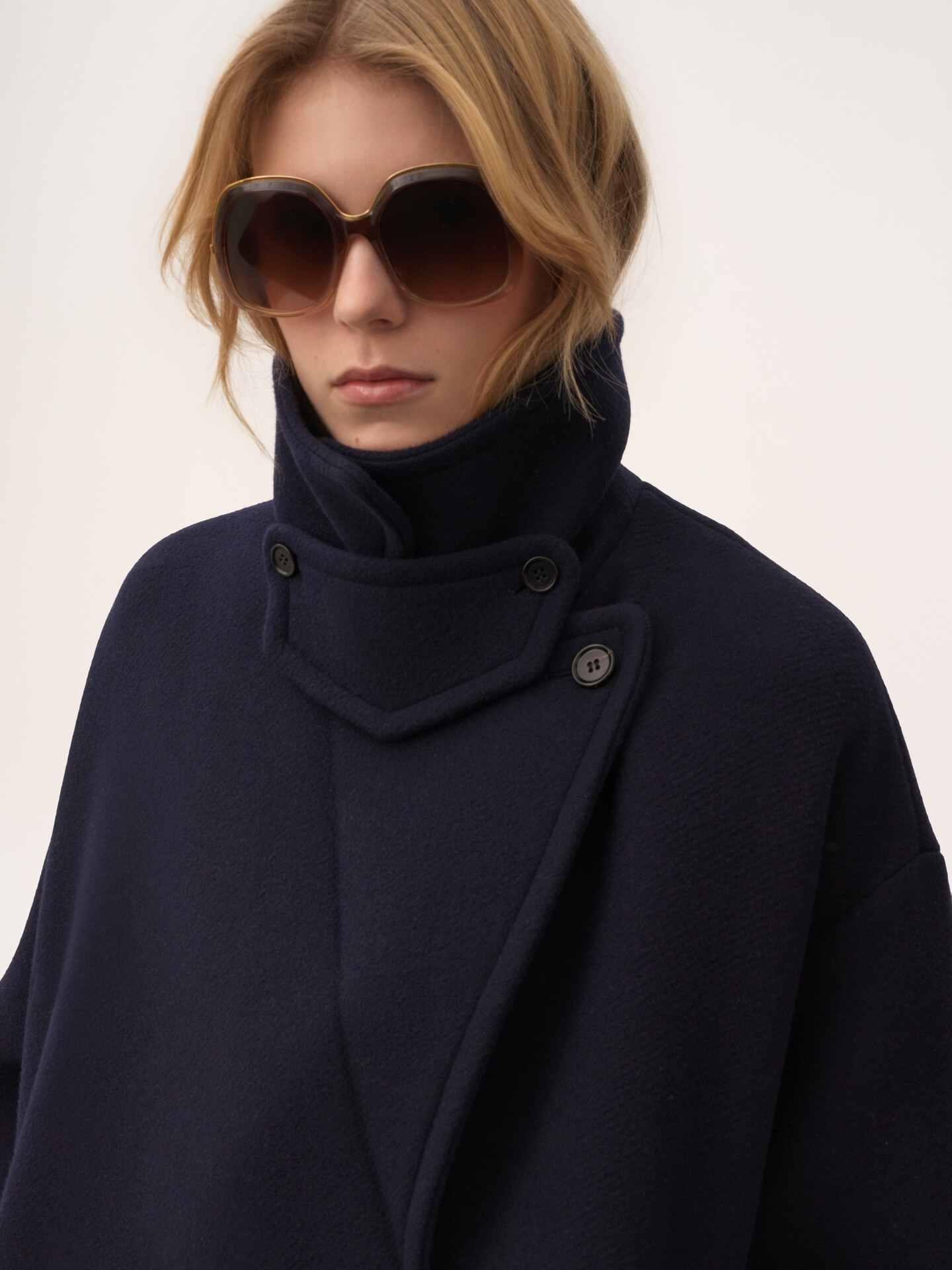 ウール製オーバーサイズ ダブルブレストコート 青 - Chloé