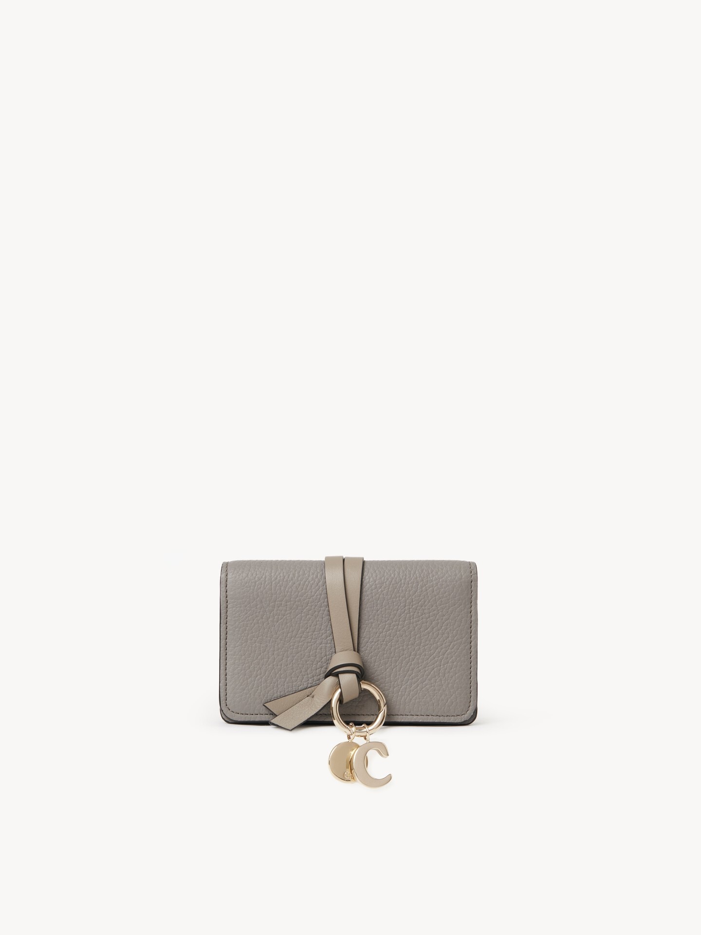 Alphabet card holder in grained leather Grey - Chloé