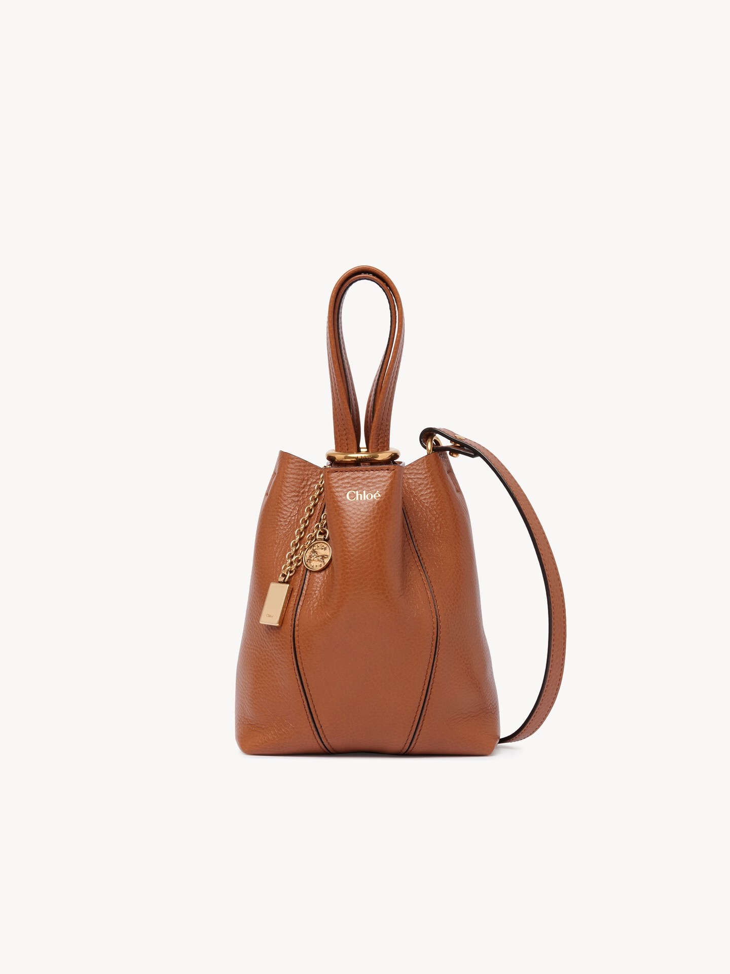 Small Chloé Spin tote bag in grained leather Brown - Chloé