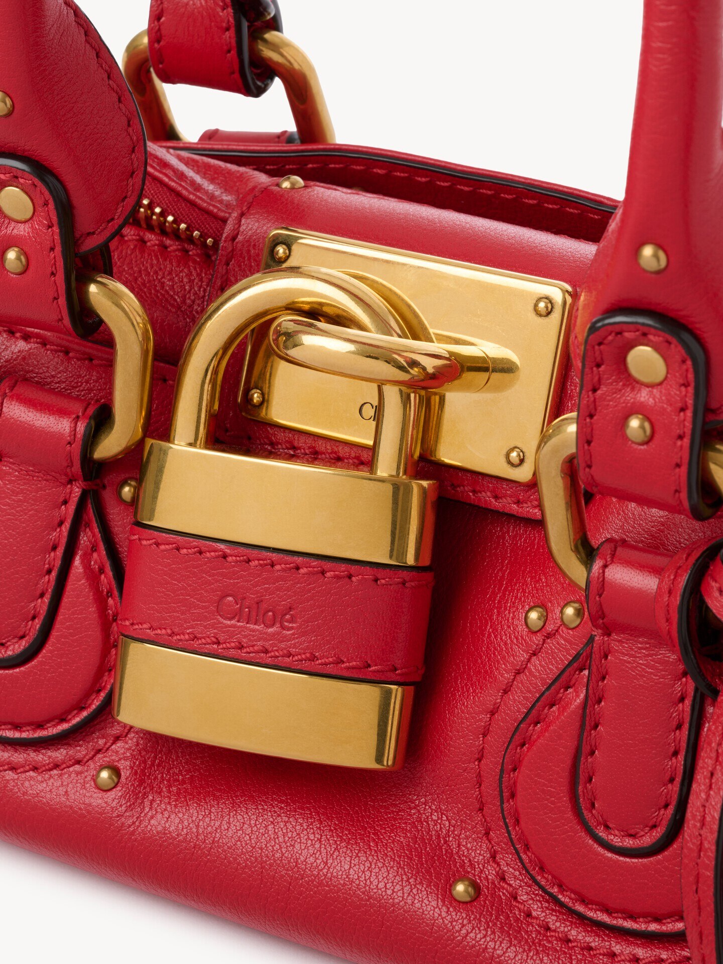 Small Paddington bag in grained leather Red - Chloé