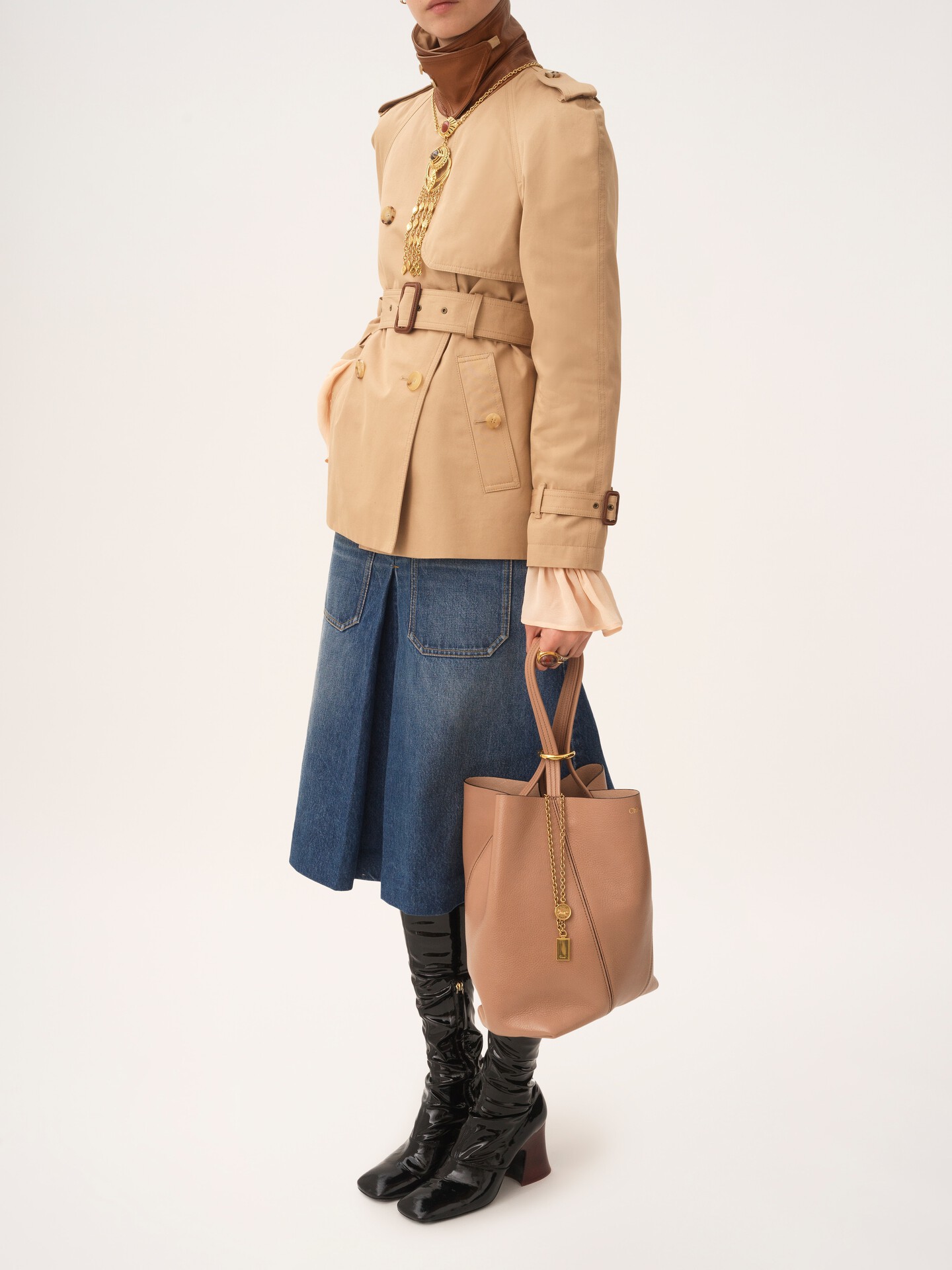 グレインレザー製Chloé Spinトートバッグ ピンク - Chloé