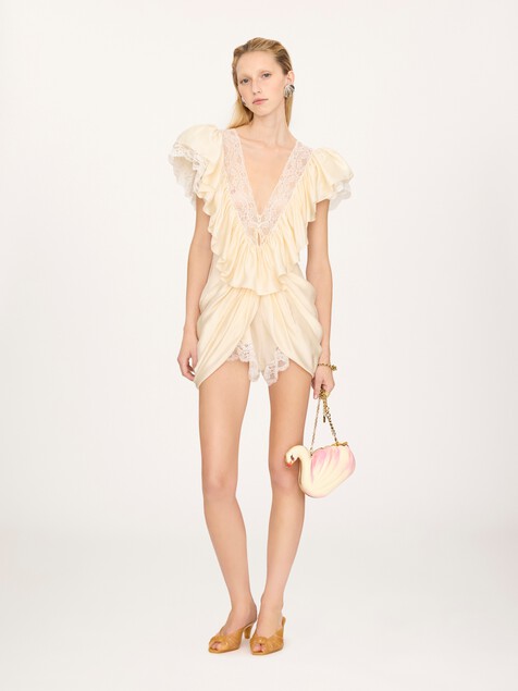 デリケートレース付きシルクドレス・トップス | クロエ