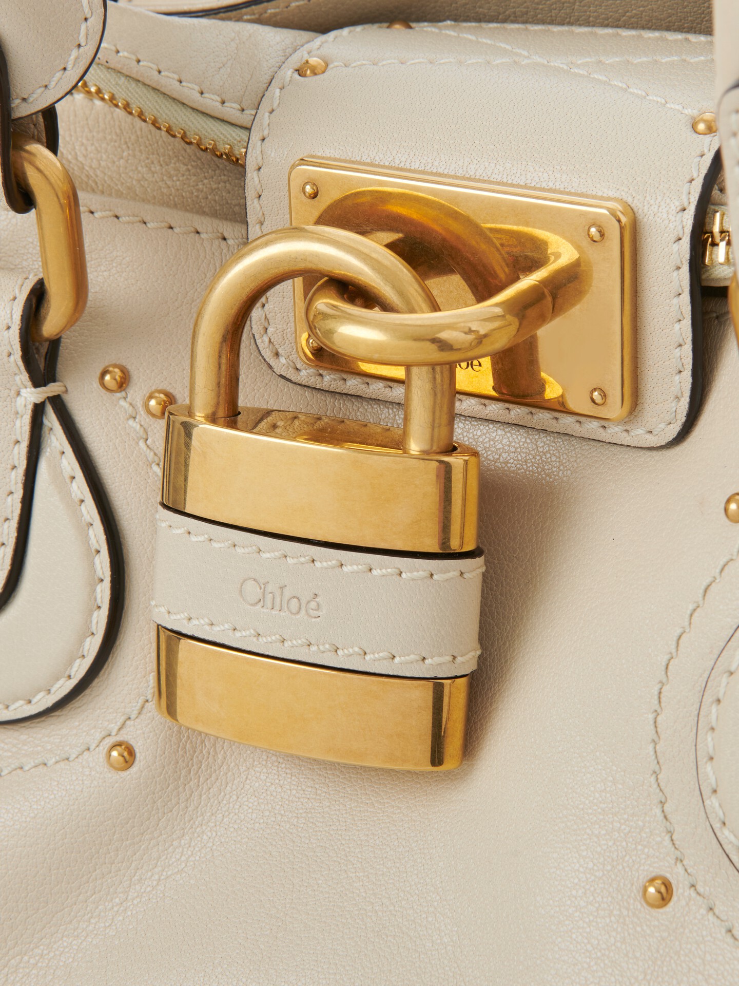 Paddington bag in grained leather White - Chloé
