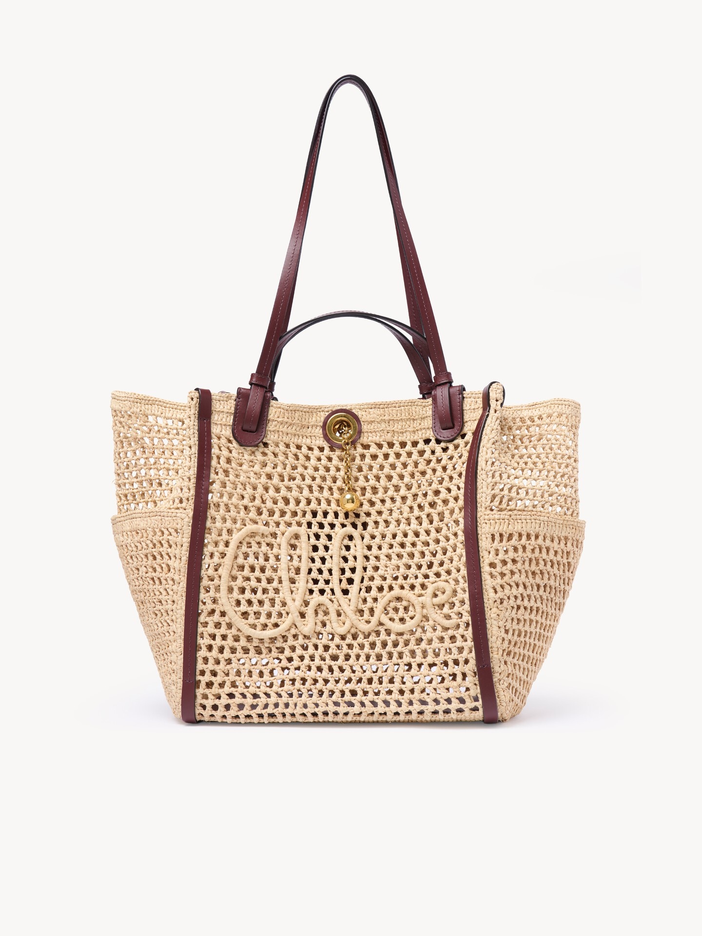 Chloé Iconic double carry bag in raffia Beige - Chloé