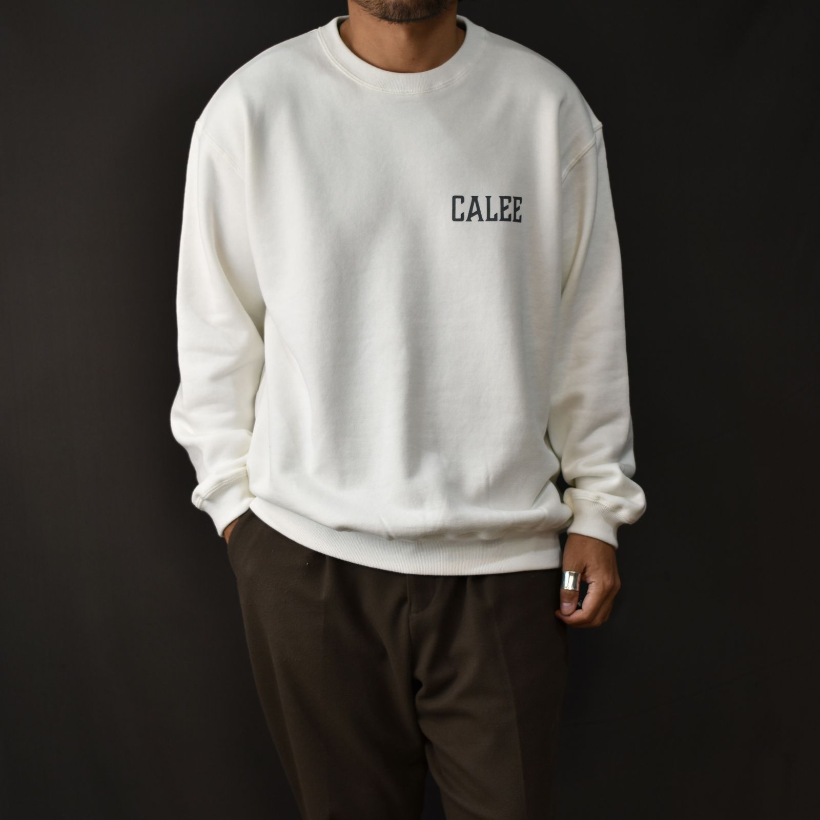 CALEE - SYNDICATE RETRO GIRL CREW NECK SW (WHITE) / レトロ ガール