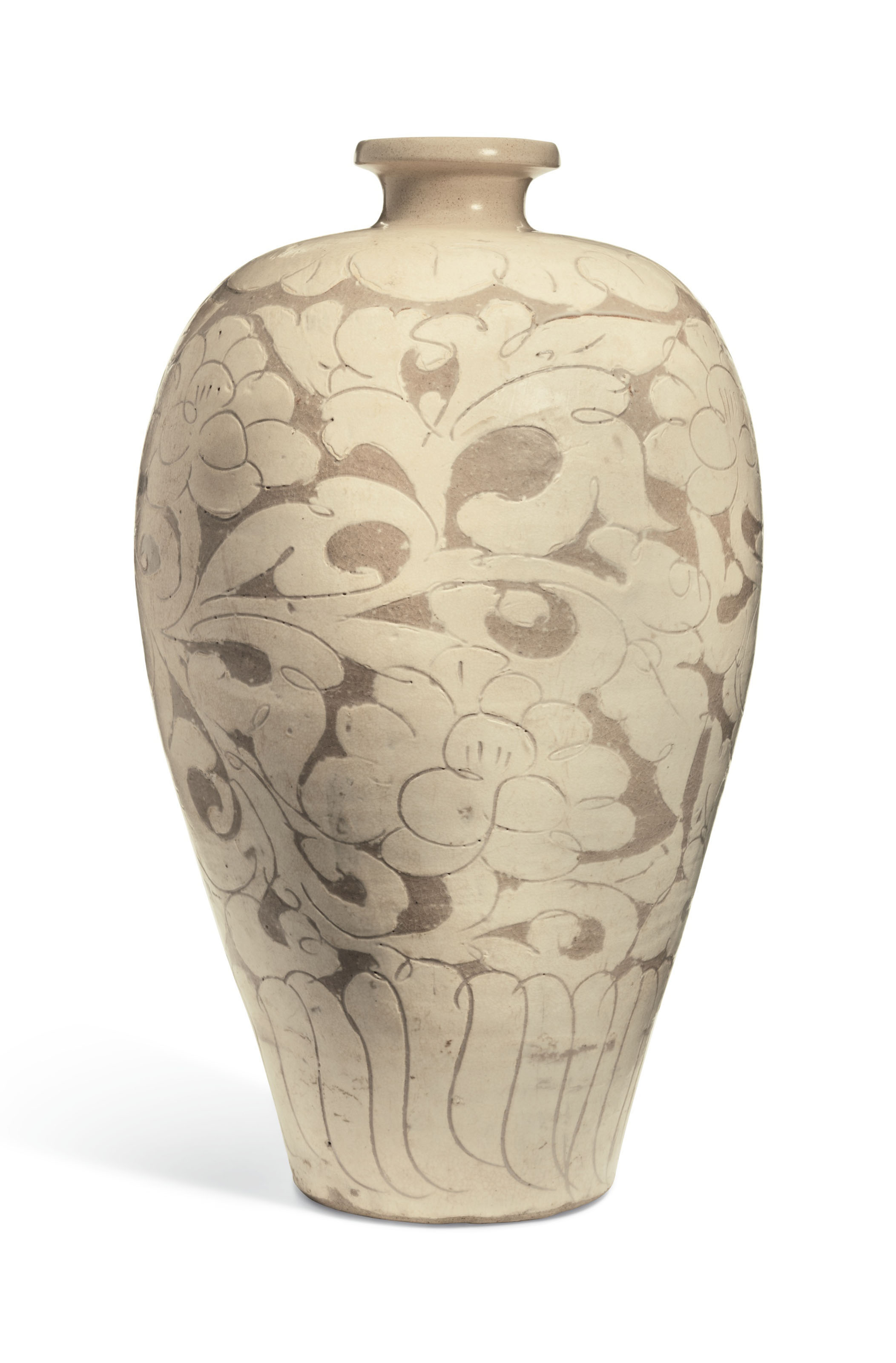 No.6中国 骨董品 南宋 飴釉磁州窯 百合口牡丹紋瓶 。 No.6中国 骨董品