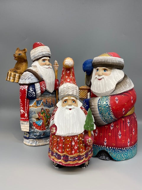 木製ロシアペインティングサンタ/ジェド・マロース】レッドサンタwith